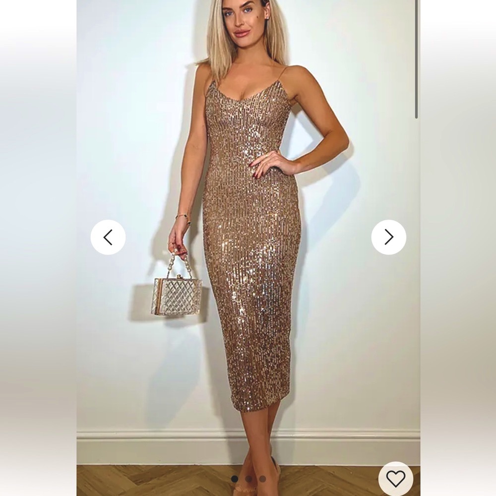 Gold Sequin Sweetheart Midaxi Dress